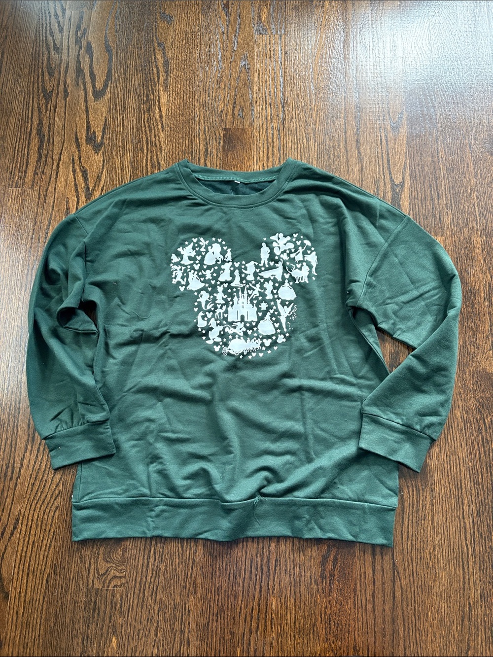 Dark Green Sweatshirt with White Mickey Silhouette
